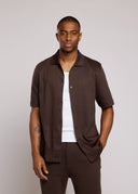 Short-sleeve shirt in Ganache with button closure
