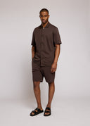 Short-sleeve shirt in Ganache with button closure