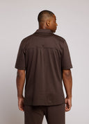 Short-sleeve shirt in Ganache with button closure